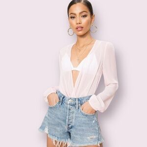 Superdown Pastel Pink Alaysia Surplice Top